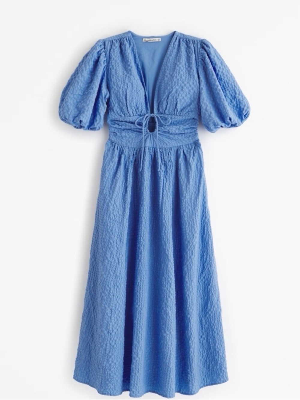 Abercrombie Blue Puff-Sleeve Midi Dress